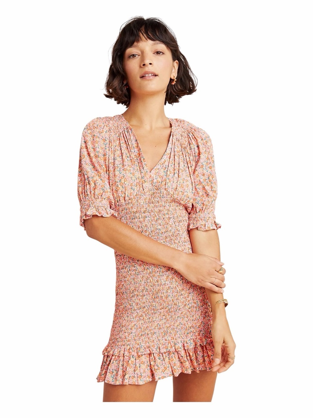 NWT! FAITHFULL THE BRAND Margherita Smocked Mini Dress. Size US 8.
